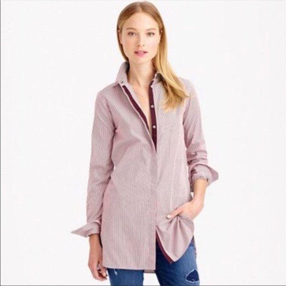 J. Crew Endless Burgundy Stripe Button Shirt - Picture 2 of 12
